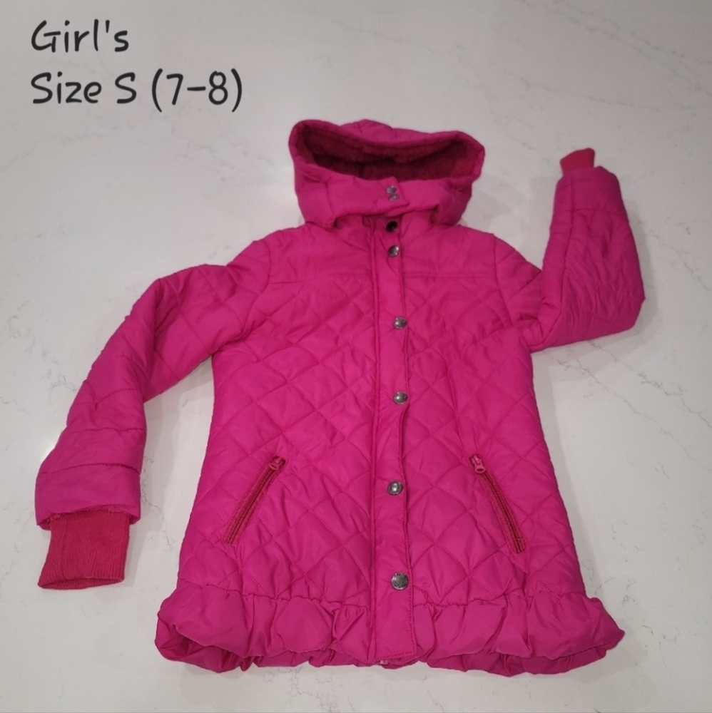 Winter Hooded Quilted Jacket Girls Size Small (7-8)